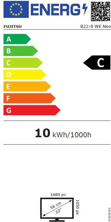 Energy Label Fujitsu B-Line B22-8 WE Neo (1680 x 1050 pixels, 22")