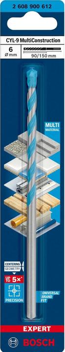 Actual product image Bosch Professional Zubehör EXPERT CYL-9 MultiConstruction Drill, 6 x 90 x 150 mm (6 mm)