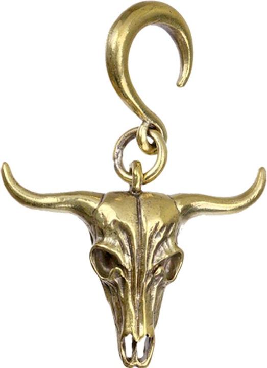 Produktbild Star Piercing Ohrgewicht Haken vergoldet Anhänger Büffelschädel (Messing)