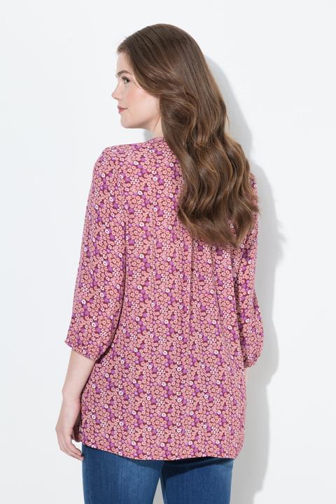 Produktbild Ulla Popken Smokbluse, Blüten, A-Linie, Rundhals, 3/4-Arm (42, 44)