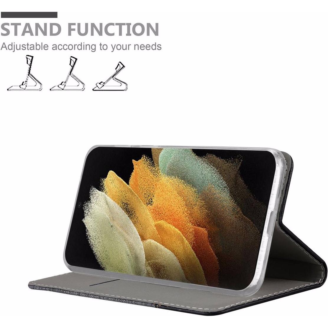 Thumbnail - Cadorabo Book Jeans Optik Cover (Samsung Galaxy S21 Ultra), Smartphone Hülle, Grau