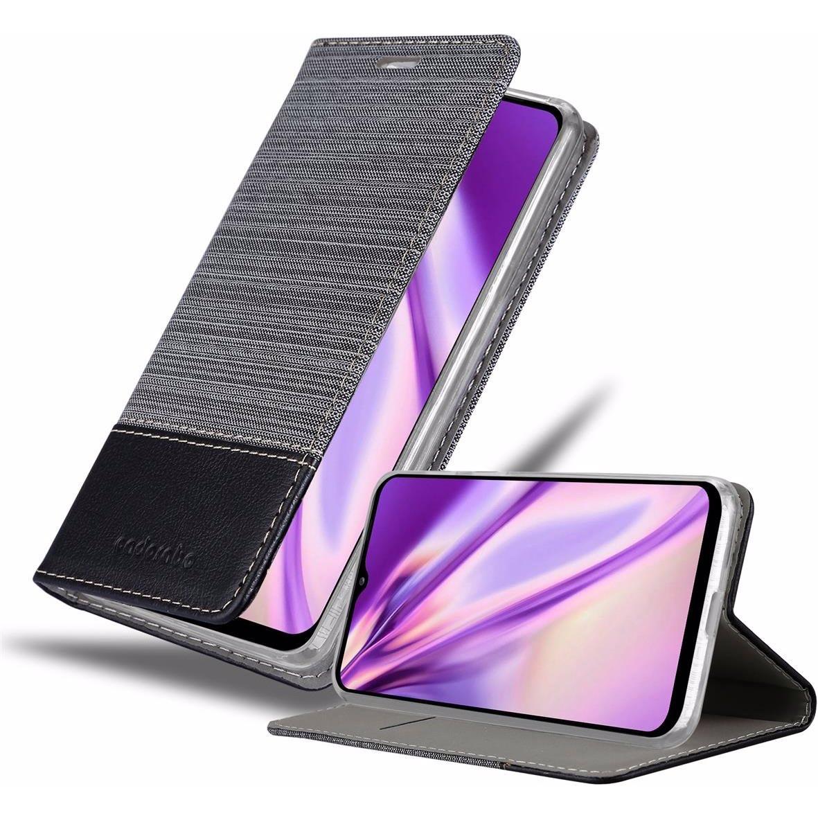 Cadorabo Book Jeans Optik Cover (Samsung Galaxy A12, Samsung Galaxy M12), Smartphone Hülle, Grau