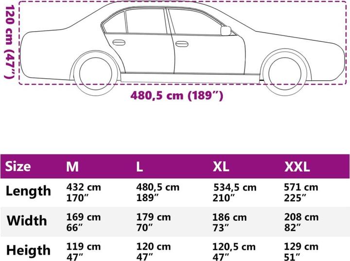 Nutritional values and ingredients vidaXL Car cover for saloon car buckle strap Full L PEVA