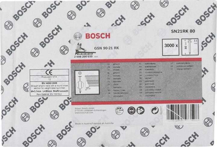 Produktbild Bosch Professional Zubehör Rundkopf-Streifennagel SN21RK 80 3,1 mm, 80 mm, blank, glatt