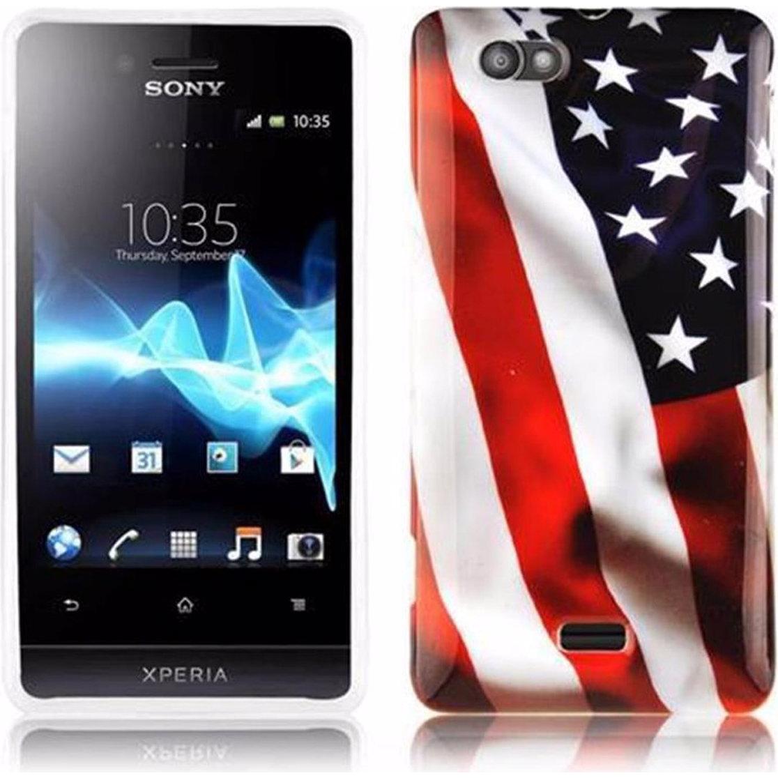 Cadorabo Hard Cover mit Aufdruck Cover (Sony Xperia M), Smartphone Hülle, Rot