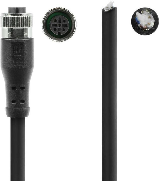 Actual product image ACT Industrial 3.00 metres Sensor cable M12A 5-pin male to open end, Superflex Xtreme TPE cable, shielde