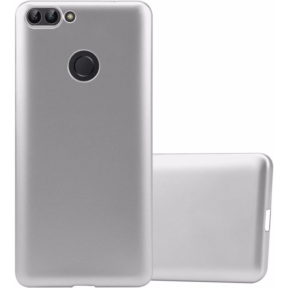 Cadorabo TPU Matt Metallic Cover (Huawei Enjoy 7S, Huawei P Smart (2018)), Smartphone Hülle, Silber