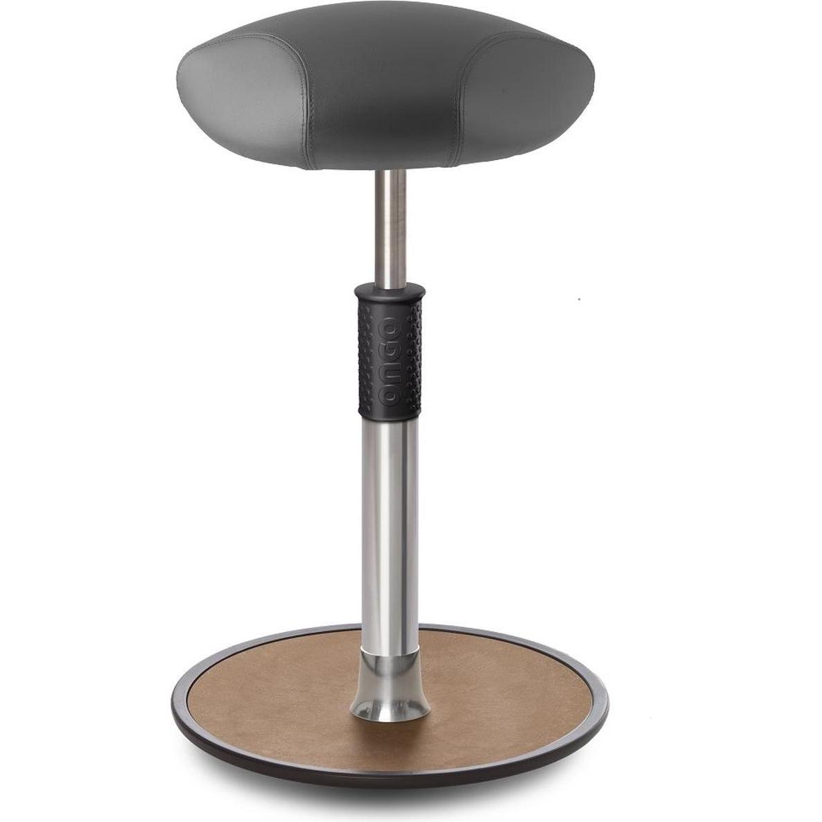 Ongo, Bürostuhl, Sitz- Stehhocker Free Tall Triangel skai Kunstleder Grau Chrom /Natur