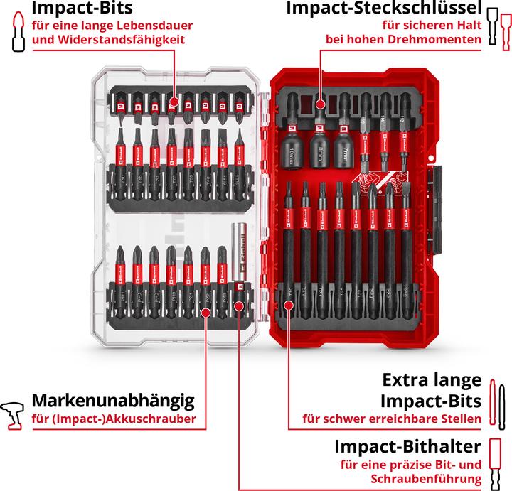 Actual product image Einhell Impact bit set, 109250, M-case, 38 pieces (90 mm, 50 mm, 60mm)