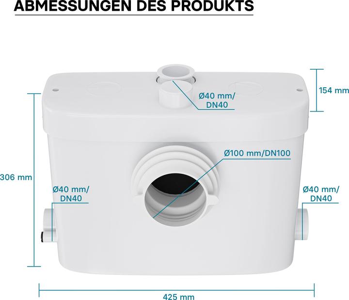 Produktbild Wiltec 3/1 Kleinhebeanlage 450W Front Hebeanlage Häcksler Schmutzwasser Fäkalien