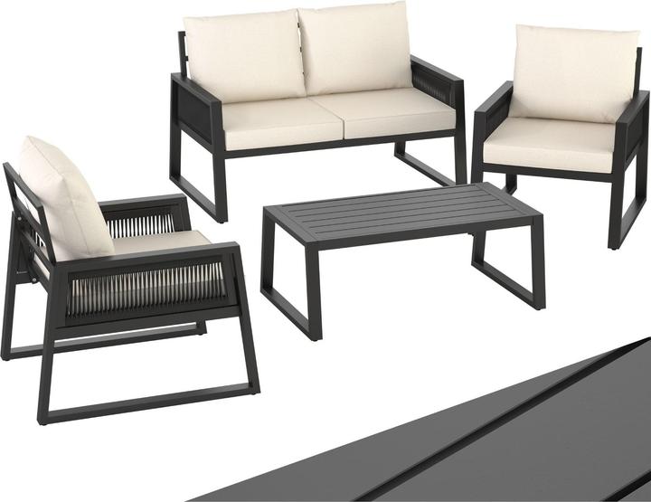 tectake Captive garden lounge set in Rope design, aluminium frame