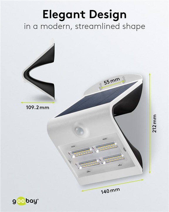 Image du produit Goobay Applique solaire à LED (400 lm, IP65)
