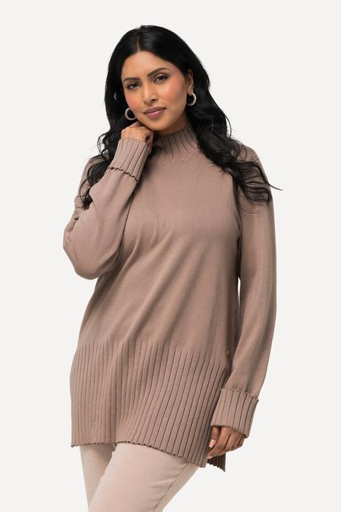 Produktbild Ulla Popken Pullover, gerippter Stehkragen, Langarm (56)