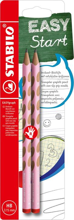 Immagine prodotto STABILO Matita triangolare ergonomica per destrimani - EASYgraph in rosa pastello - confezione da 2 (3.15 mm, HB, 2 x)
