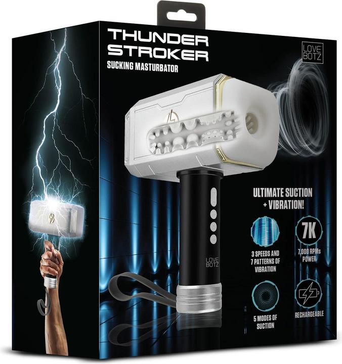 Produktbild XR Brands Thunder Stroker Saugender Masturbator Silber & Schwarz