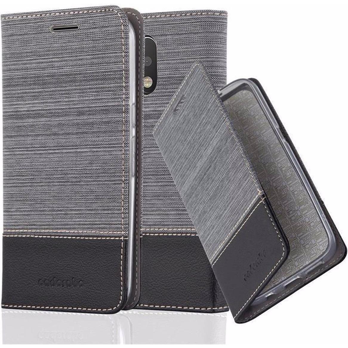 Cadorabo Book Jeans Optik Cover (Motorola Moto G4 Plus), Smartphone Hülle, Grau