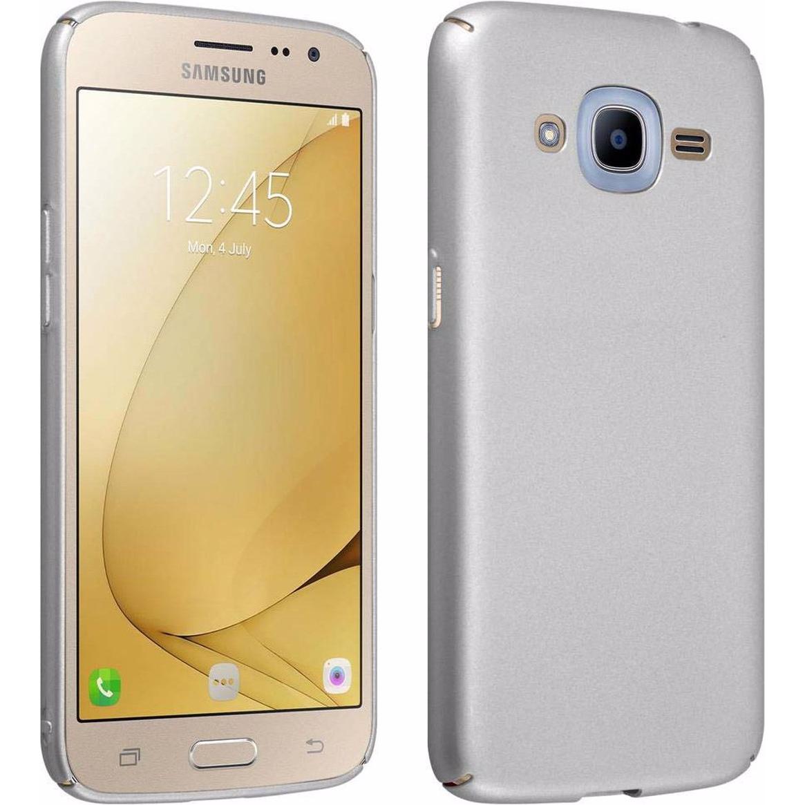 Cadorabo Hard Cover Matt Metall Cover (Samsung Galaxy J2 2016), Smartphone Hülle, Silber