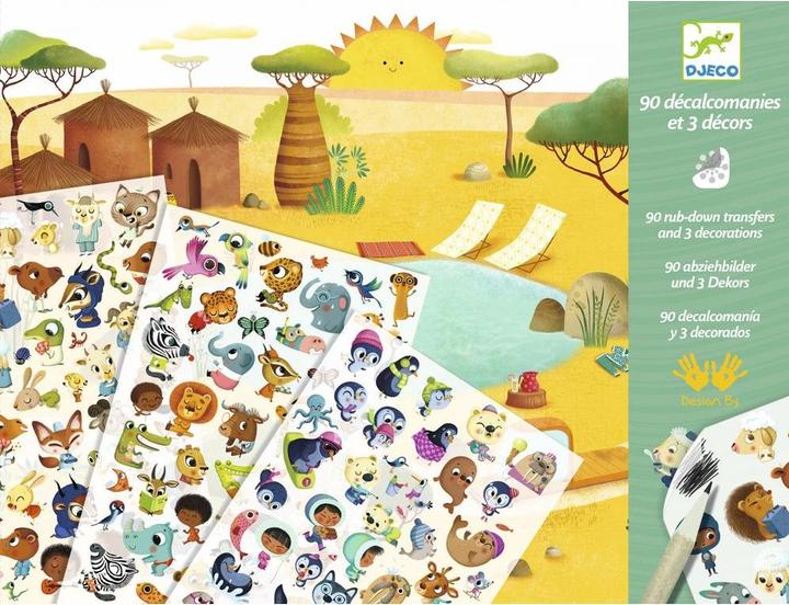 Actual product image Djeco Abziehbilder Savanne, Wüste, Nordpol (90 Sticker)