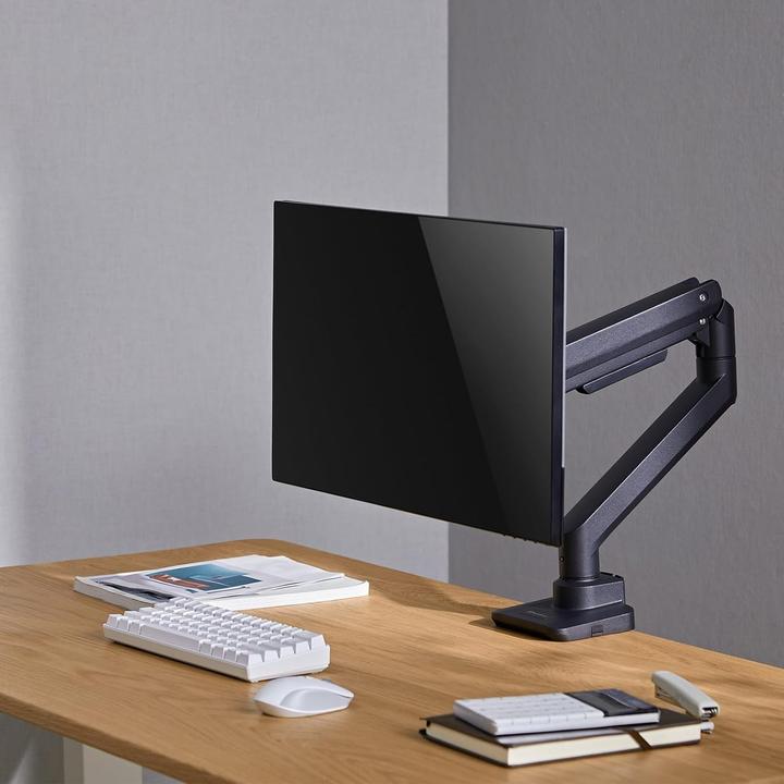 Actual product image Silverstone SST-ARM14B - Single LCD LED Monitor Arm with heavy-duty gas spring design, adjustable, 1 (Table, 49", 20 kg)