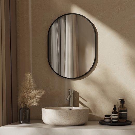 Thumbnail - Emke, Spiegel, Badspiegel Oval 50*70cm, HD Wandspiegel für Badezimmer/Flur, Vertikal/Horizontal,Schwarzer Rahmen