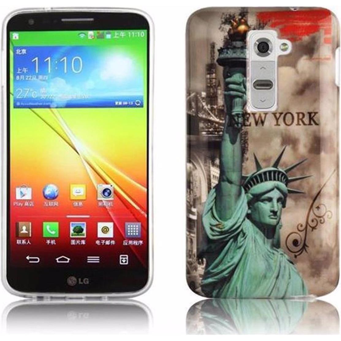 Cadorabo Hard Cover mit Aufdruck Cover (LG G2), Smartphone Hülle, Braun