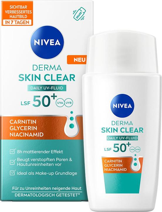 NIVEA Derma Skin Clear Daily UV Fluid LSF 50+ (40 ml, Gesichtsfluid, SPF 50+)