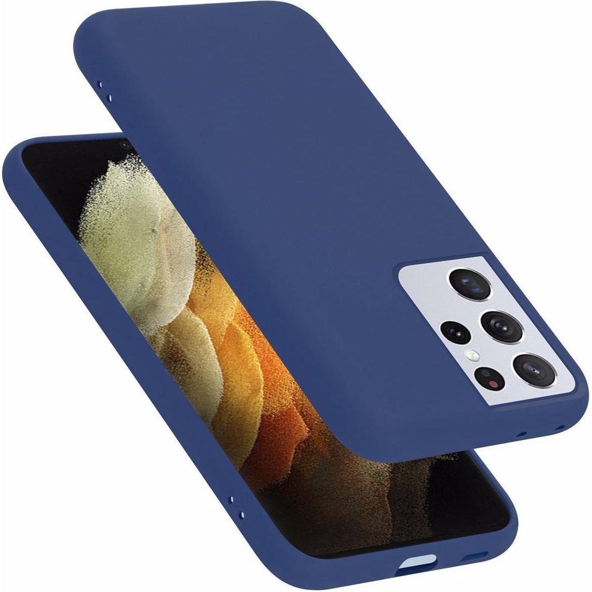 Cadorabo TPU Liquid Silicone Case Cover (Samsung Galaxy S21 Ultra), Smartphone Hülle, Blau