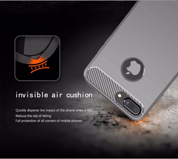 Immagine prodotto Cadorabo TPU Ultra sottile in acciaio inossidabile al carbonio Combi Cover (Apple iPhone 7 Plus, Apple iPhone 7s Plus)
