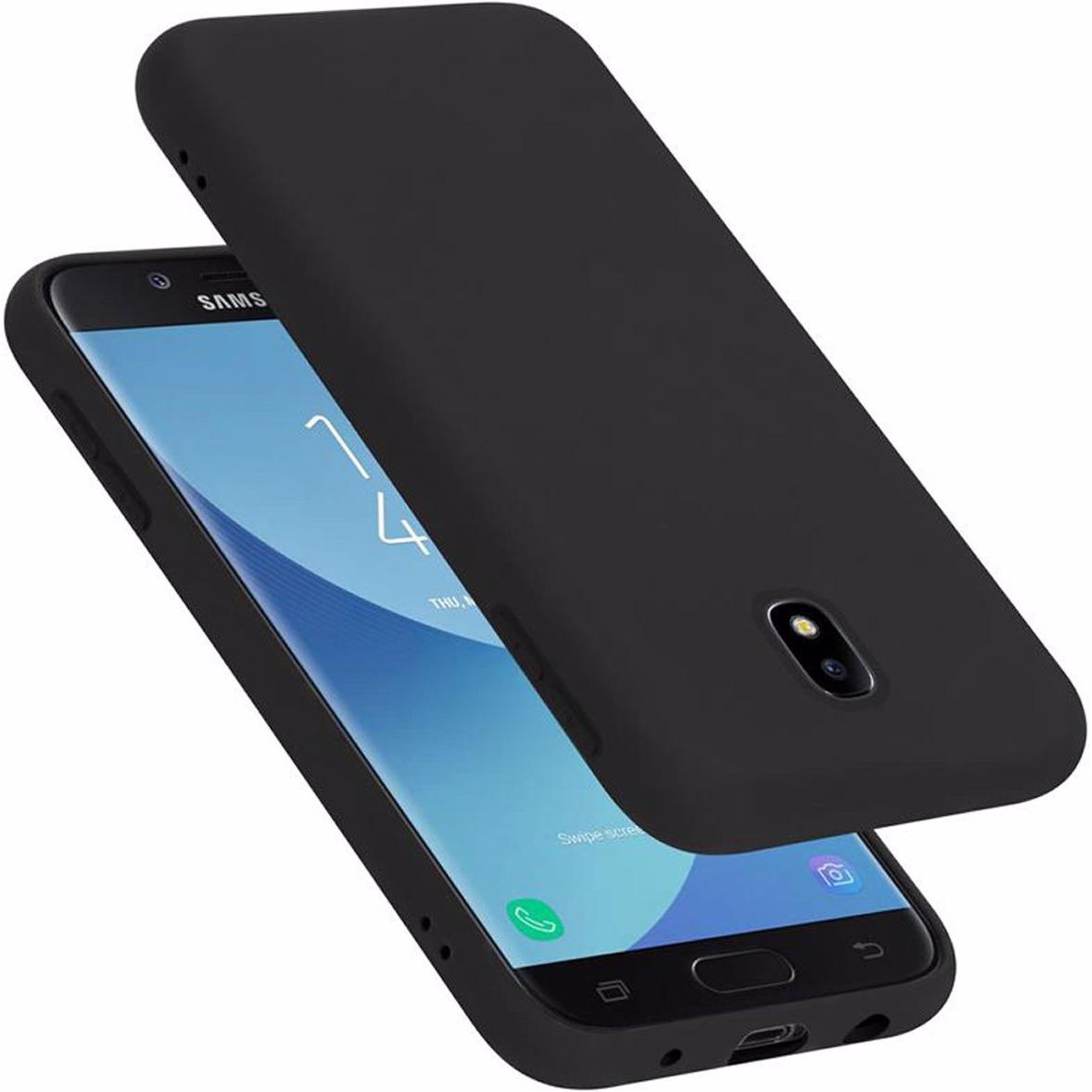 Cadorabo TPU Liquid Silicone Case Cover (Samsung Galaxy J5 (2017)), Smartphone Hülle, Schwarz