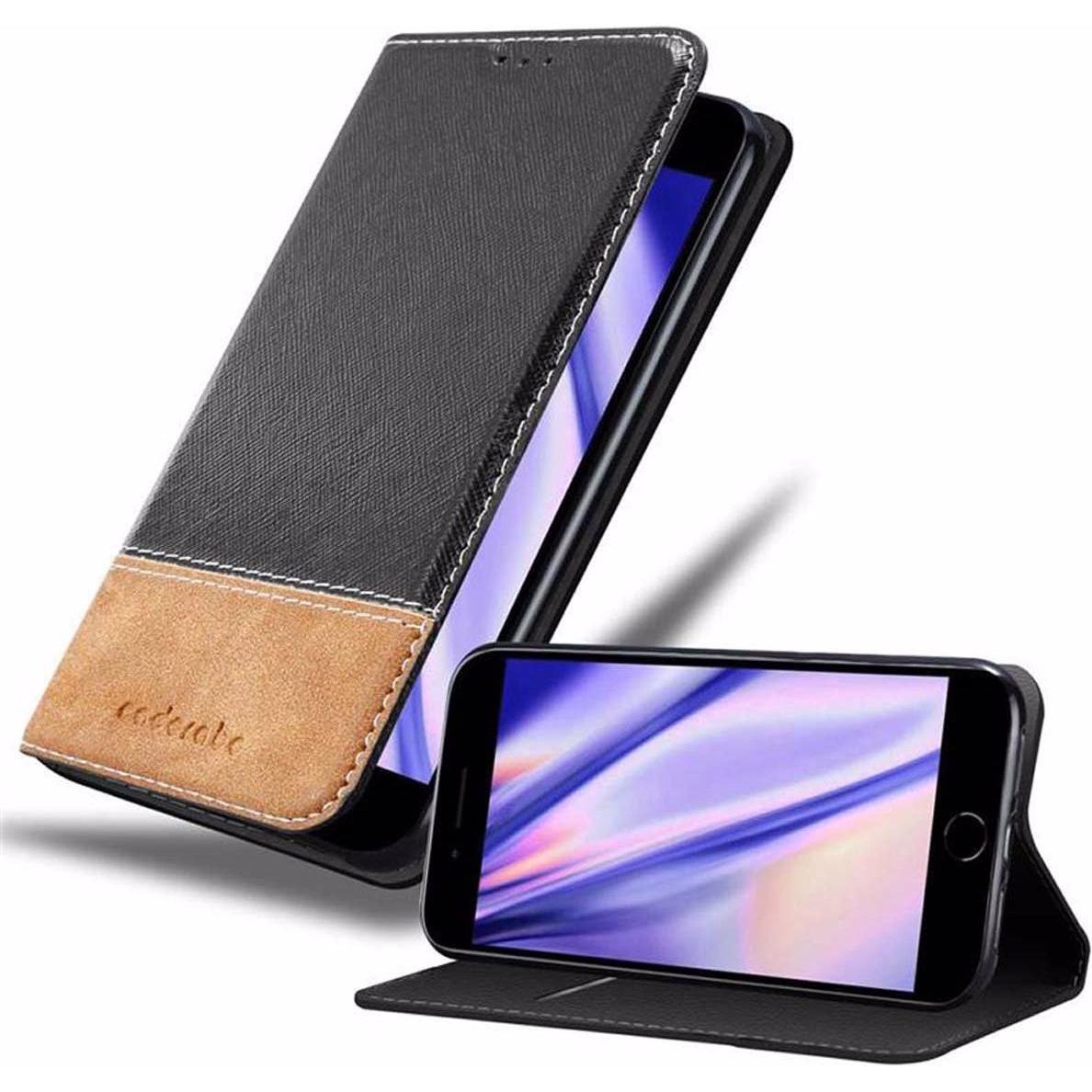 Cadorabo Book X-Wallet Cover (Apple iPhone 7 Plus), Smartphone Hülle, Schwarz