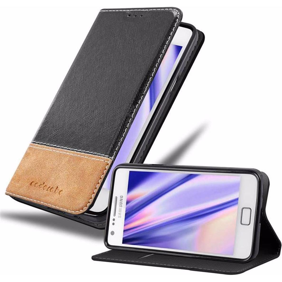 Cadorabo Book X-Wallet Cover (Samsung Galaxy S2), Smartphone Hülle, Schwarz