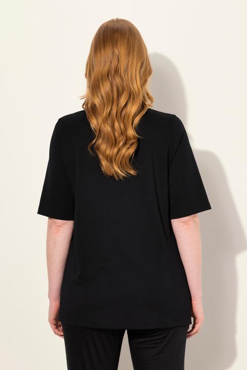 Immagine prodotto Ulla Popken T-shirt dal taglio svasato in cotone Pima con scollo a girocollo e mezze maniche (42, 44)