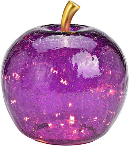 Produktbild G. Wurm Apfel mit 30er LED mit Timer aus Glas Dunkellila (B/H/T) 22x24x22cm