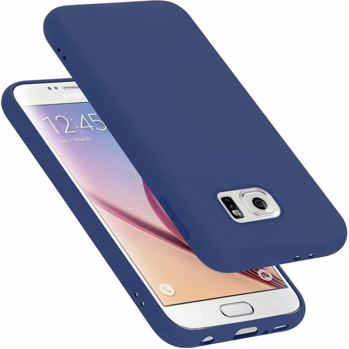 Cadorabo TPU Liquid Silicone Case Cover (Samsung Galaxy S6), Smartphone Hülle, Blau
