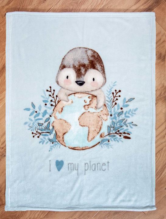 Image du produit Babybest Couverture en microfibre duveteuse Pingouin (75 x 100 cm)
