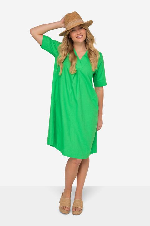 Immagine prodotto Laurasøn Leinenmix-Kleid, A-Line, V-Ausschnitt, Halbarm (XXL)