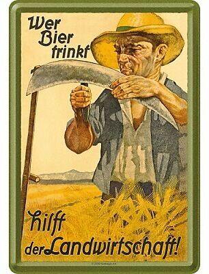 Produktbild Nostalgic-Art Merchandising Blechpostkarten. Open Bar / Wer Bier trinkt hilft der Landwirtschaft