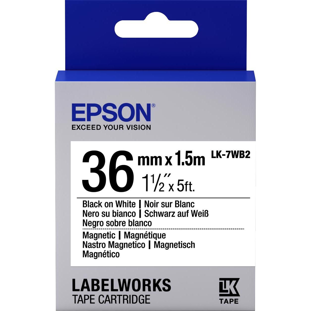Epson, Etiketten, TAPE - LK7WB2 MAGNETIC BLK/