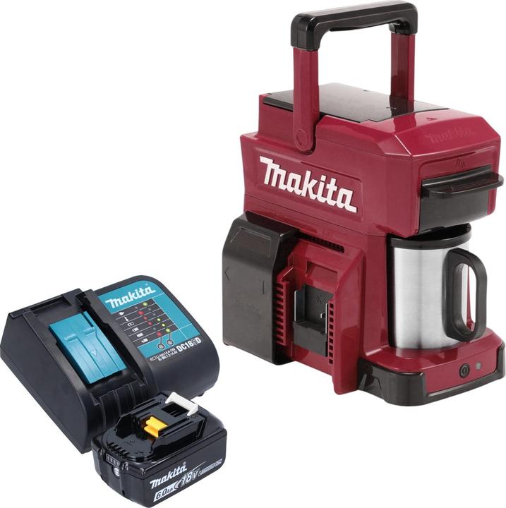 Actual product image Makita DCM 501 SGAR cordless coffee maker 12 V max. / 18 V red + 1x rechargeable battery 6.0 Ah + charger