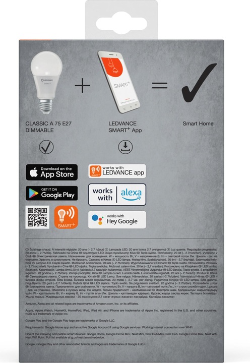 Image du produit Ledvance Smart+ Wifi Classic (E27, 9.50 W, 1055 lm, 3 x, E)