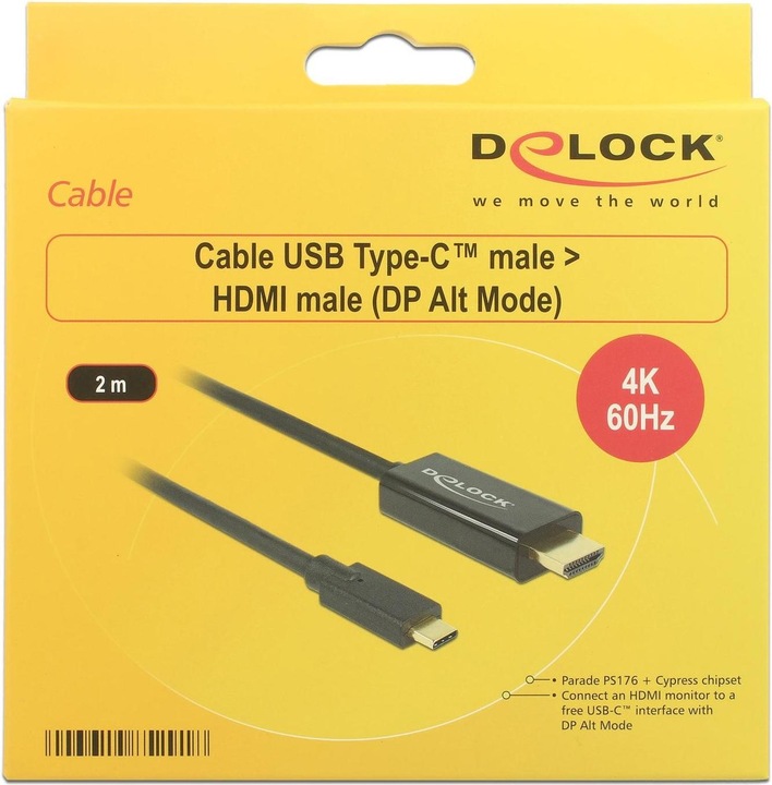 Productafbeelding Delock Thunderbolt 3| USB Type C - HDMI (Type A) (2 m, HDMI, USB Type C)