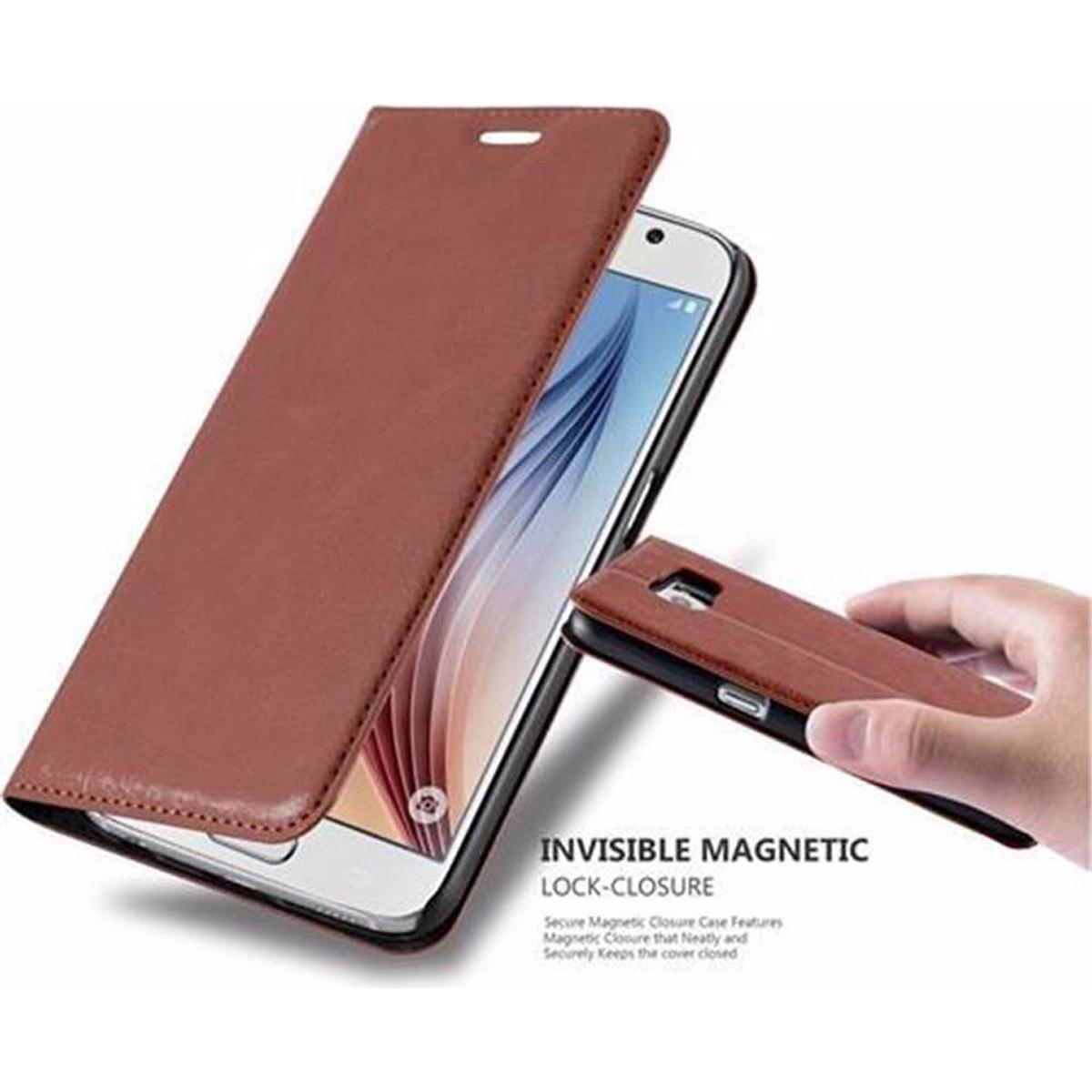 Cadorabo Book Invisible Magnet Cover (Samsung Galaxy S6), Smartphone Hülle, Braun