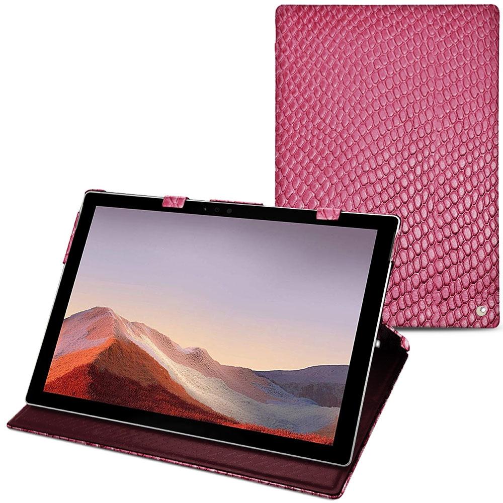 Noreve Lederschutzhülle vertikal (Microsoft Surface Pro 7), Tablet Hülle, Rosa