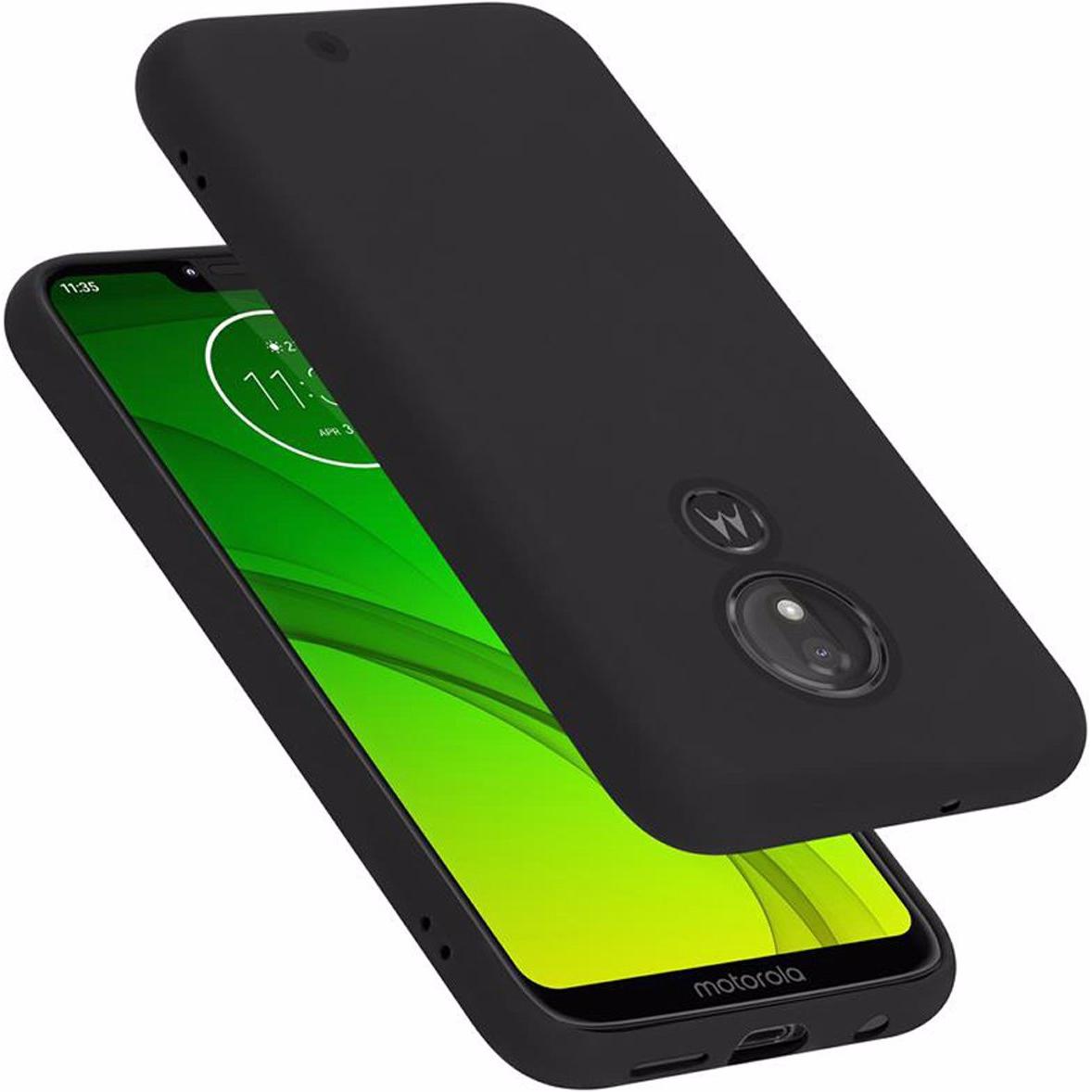 Cadorabo TPU Liquid Silicone Case Cover (Motorola Moto G7 Power), Smartphone Hülle, Schwarz