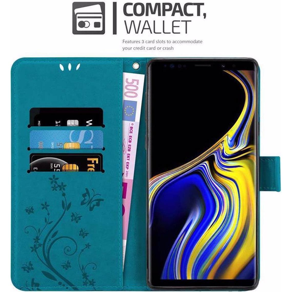 Thumbnail - Cadorabo Flower Book Cover (Samsung Galaxy Note 9), Smartphone Hülle, Blau