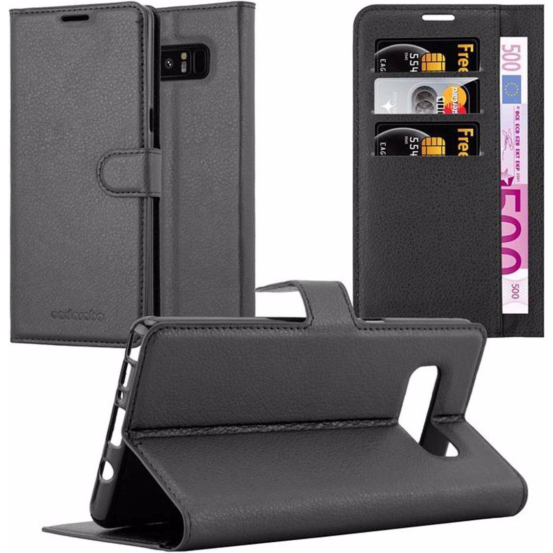 Cadorabo Book mit Standfunktion Cover (Samsung Galaxy Note 8), Smartphone Hülle, Schwarz