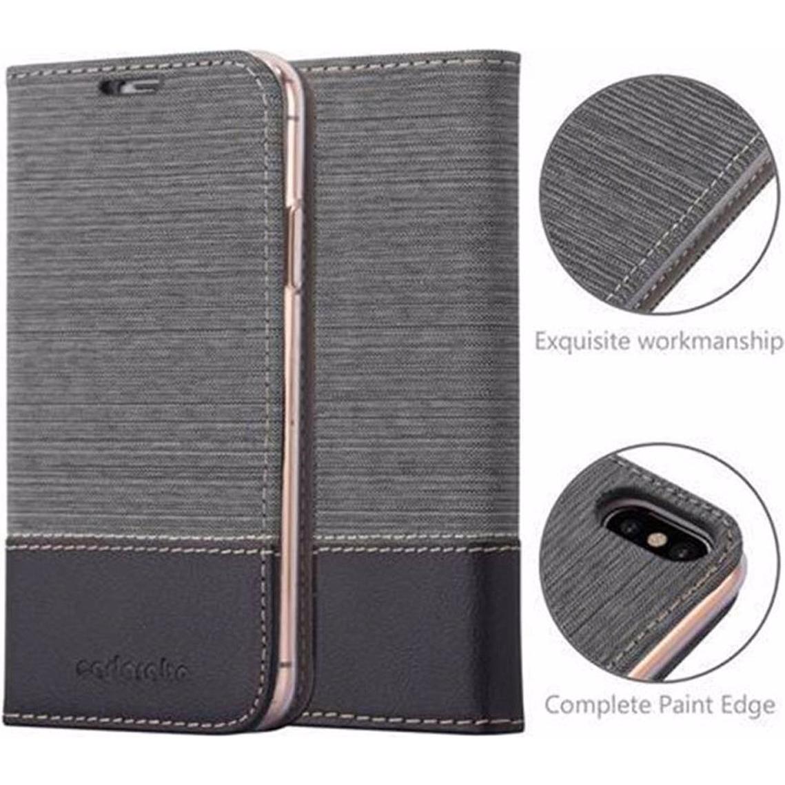 Thumbnail - Cadorabo Book Jeans Optik Cover (Apple iPhone X), Smartphone Hülle, Grau