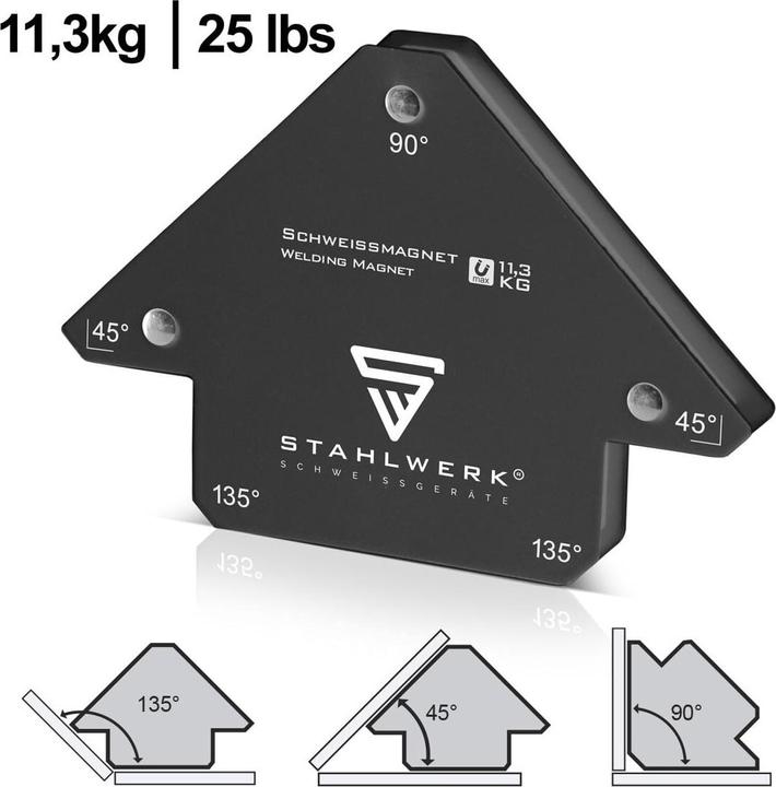 Produktbild Stahlwerk Schweisswinkel 4er Set Magnet 11,3kg 25lbs Schweissmagnet Magnetwinkel