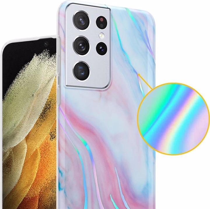 Produktbild Cadorabo IMD TPU Bunter Marmor Cover (Samsung Galaxy S21 Ultra)