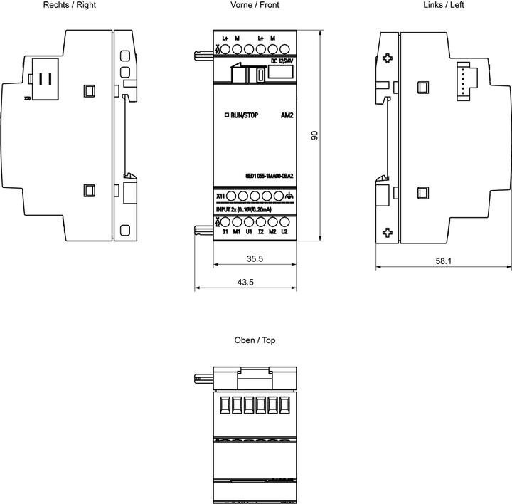 Produktbild Siemens Expansion Module LOGO!8 AM2 12/24V 2AI
